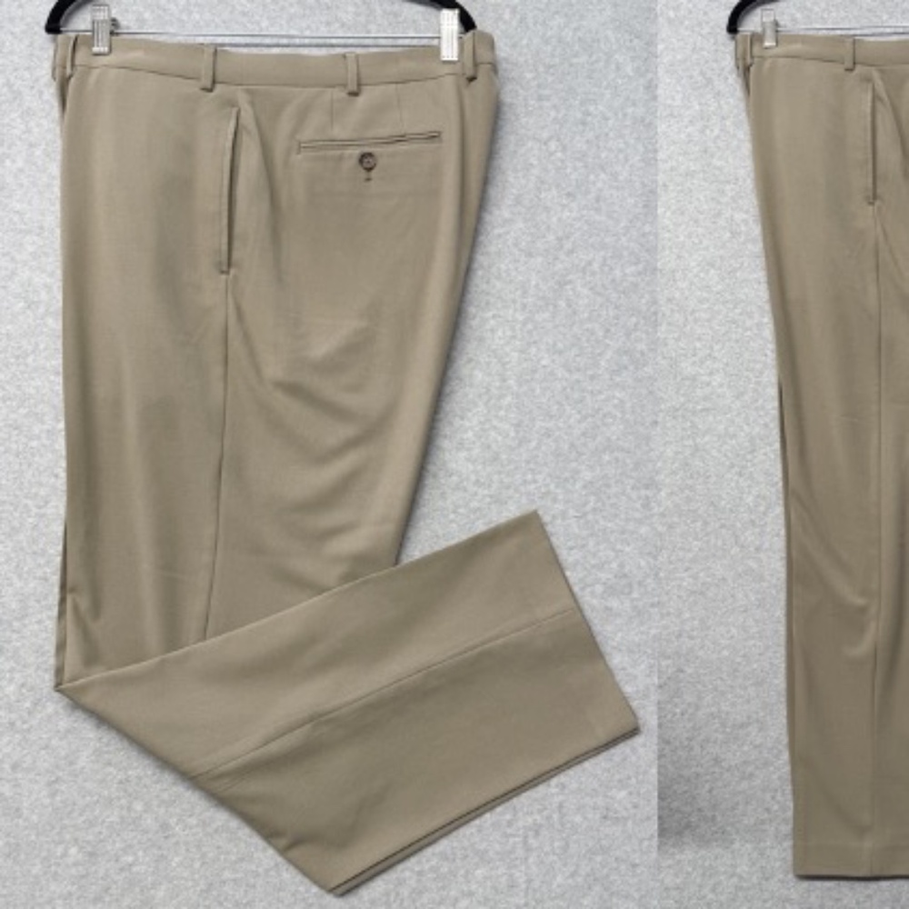 Lauren by Ralph Lauren Mens 40 x 32 Classic Fit Flat Front Suit Dress Pants Tan